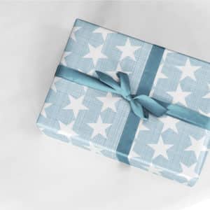 papier cadeau bleu étoile