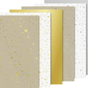 Notre bloc de 12 feuilles de papier cartonné A4 avec motif "étoiles" est parfait pour les loisirs créatifs comme le scrapbooking.