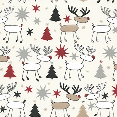 Papier cadeau de Noël avec des rennes.
