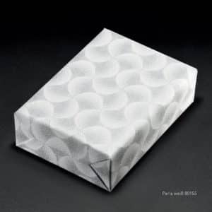 Papiers cadeaux Blanc & Argent de gamme premium. Motif relief.