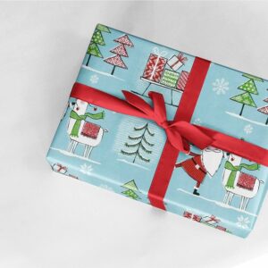 Papier cadeau imprimé village de Noël 3m - Cadeaux de Noël