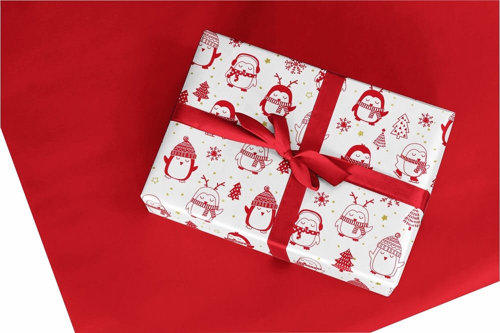 3x rouleaux de papier cadeau/papier cadeau de Noël rouge avec des maisons  200 x 70 cm