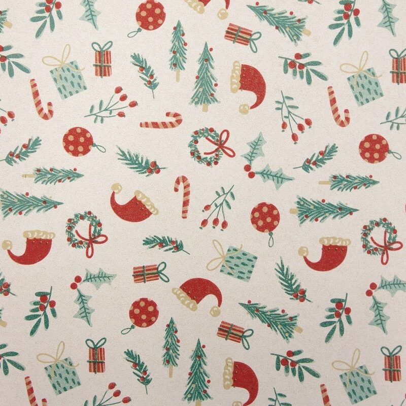 Papier cadeau de Noël rouge écologique avec sapins blancs - rouleau de  papier cadeau de 50 m