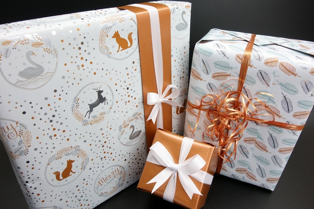 Papier cadeau cuivre uni - 10m - Papier cadeau cuivre orange