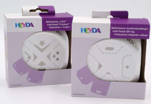 Gamme de perforatrices DIY de marque Heyda. Idéales pour personnaliser vos étiquettes cadeaux.