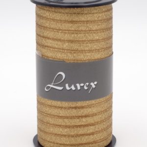 Ruban en tissu, Lurex, couleur cuivre. Bobine de 50 mètres.