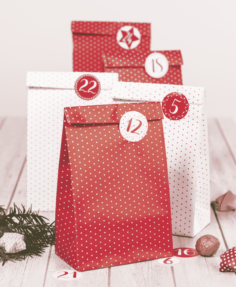 24 sacs en papier pour calendrier de l'Avent - Sacs cadeaux de