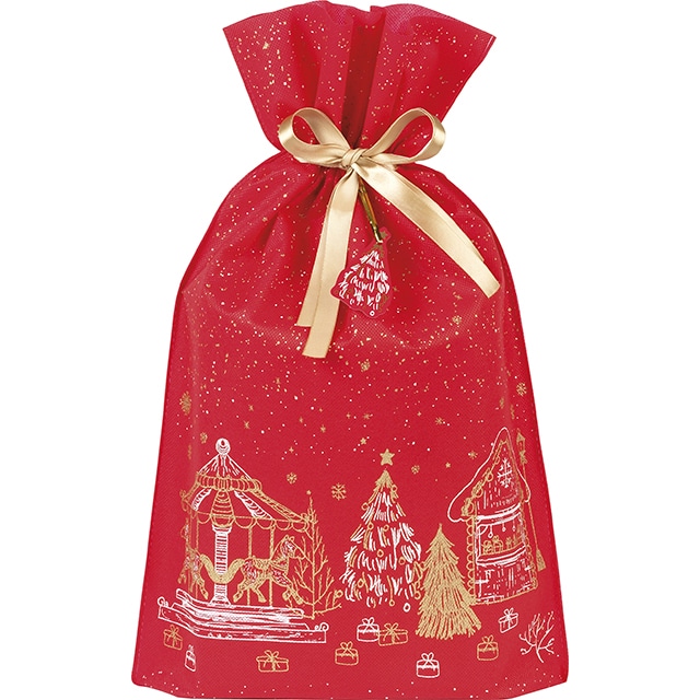 Petit Sac Cadeau en tissu Rouge - Père Noël - 20 x 30 cm - Sachets tissu -  Creavea