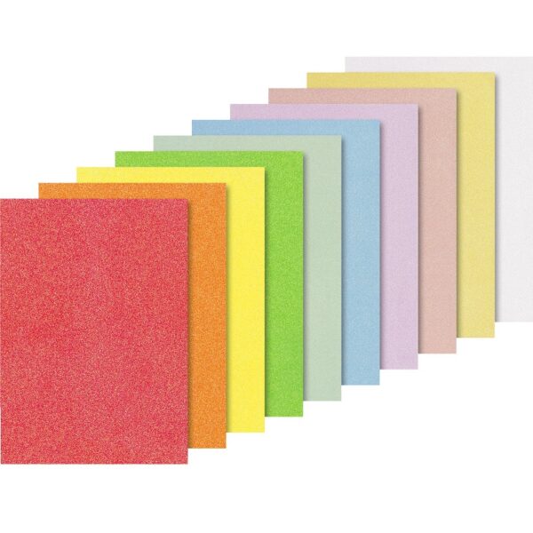 Bloc de papier cartonné de plusieurs couleurs avec paillettes.